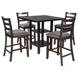 5-Piece Wooden Counter Height Dining Set