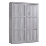 Full Size Grey Murphy Bed folds into cabinet