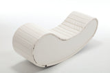 White Rocking Leisure chair for back stretching - bench, Relax Yoga Chaise Leather Curved Sofa