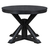 Furniture Retro Style Dining Table Set with Extendable Table and 4 Upholstered Chairs