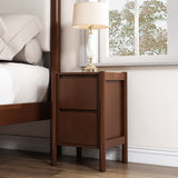 Queen 4 Piece Bedroom Set Mid Century Modern  Platform Bed with Two Nightstands and Dresser