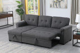 Dark Gray Linen Reversible Sleeper Sectional Sofa with Storage Chaise