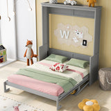 Queen Size Grey Murphy Bed with Shelf