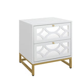 2 drawer nightstand - White Mirrored Nightstandwith Gold Legs