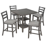 5-Piece Wooden Counter Height Dining Set with Padded Chairs