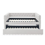 Full - Twin Daybed with Trundle Upholstered Tufted Sofa Bed