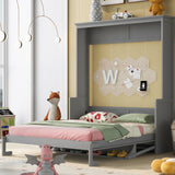 Queen Size Grey Murphy Bed with Shelf