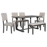 Grey 6-Piece Dining Table and Chair Set