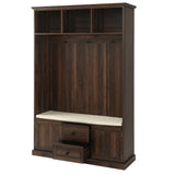 Hall Tree Cabinet with 3 Hooks, Coat Hanger, Entryway Bench, Storage Bench