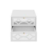 2 drawer nightstand - White Mirrored Nightstandwith Gold Legs