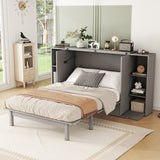 Full Size Murphy Bed with Shelves, Drawers and USB Ports