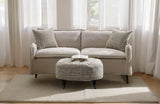 Beige Linen Sofa with 2 Pillows