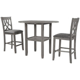 Farmhouse 3 Piece Round Counter Height Kitchen Dining Table Set