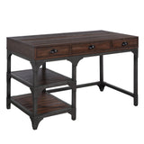 Writing Desk, Espresso Oak Finish & Antique Black