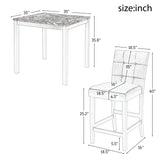 5-Piece Kitchen Table Set Faux Marble Top Counter
