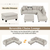 Modern Sectional Sofa with Storage Ottoman