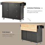 Rolling Mobile Kitchen Island with Solid Wood Top