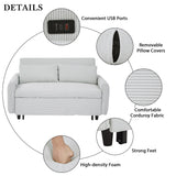 Pull-out Sofa Bed Convertible Couch 2 Seat Loveseat Sofa Modern Sleeper Sofa with USB Ports