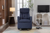 Navy Blue Fabric Swivel Rocking Chair