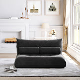 Black Sofa Adjustable Folding Futon Sofa Video Gaming Sofa with Two Pillows