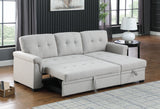Light Gray Linen Reversible Sleeper Sectional Sofa
