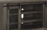 60 Inch Wooden TV Media Entertainment Center, 2 Barn Sliding Doors, Brown