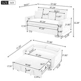 Pull-out Sofa Bed Convertible Couch 2 Seat Loveseat Sofa Modern Sleeper Sofa with USB Ports