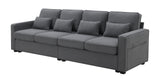 4-Seater Modern Linen Fabric Sofa with Armrest Pockets