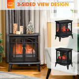 29" Electric Fireplace Heater, Freestanding Fire Place Stove with Realistic LED Log Flames and Overheating Safety Protection, 1400W, Black