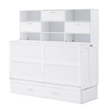 Queen Size Murphy Bed with Bookcase, Bedside Shelves
