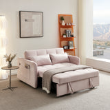 55.5" Twins Pull Out Sofa Bed  Pink Velvet