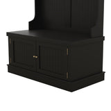 Black Hall Tree with Storage Shoe Bench for Entryway and Hallway