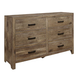 Rustic Style Dresser with 6 Storage Drawers Weathered Pine Finish