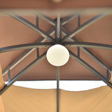 Brown 10' x 12'  Outdoor Double Vents Gazebo Patio Metal Canopy with LED lights