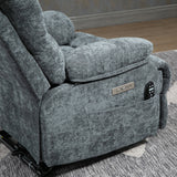 High Back Large Size Blue Power Lift Recliner Chair with 8-Point Vibration Massage and Lumbar Heating
