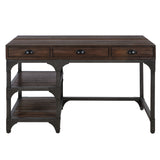 Writing Desk, Espresso Oak Finish & Antique Black
