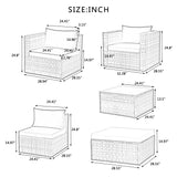 Patio Furniture, Outdoor Furniture, Seasonal PE Wicker Furniture, 6 Set Wicker Furniture With Tempered Glass Coffee Table