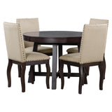 Farmhouse Dining Table Set Wood Round Extendable Dining Table