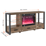 60 inch Electric Fireplace Media TV Stand With Sync Colorful LED Lights