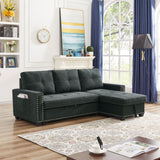 Black Sleeper Sofa Bed Reversible Sectional Couch with Storage