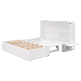 Queen Size Mobile Murphy Bed with Drawer and Little Shelves