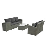 Patio Furniture, Outdoor Furniture, Seasonal PE Wicker Furniture,5 Set Wicker Furniture With Tempered Glass Table Top
