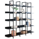 5 Tier Bookcase Open Bookshelf, Vintage Industrial Style