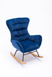 Velvet Fabric Rocking Chair,Blue