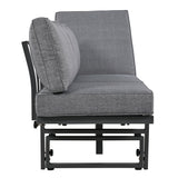 3-Piece Multi-Functional Outdoor Sectional Sofa Set with Height-adjustable Seating and Coffee Table for Patio, Garden and Backyard (Grey)