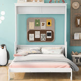 Queen Size White Murphy Bed with Shelf