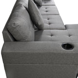 Sofa Set for Living Room with L Shape Chaise Lounge with cup holder