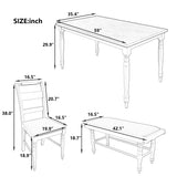 6-peice Dining Set with Turned Legs, Kitchen Table Set with Upholstered Dining Chairs