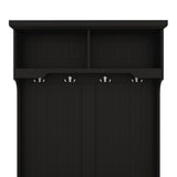 Black Hall Tree with Storage Shoe Bench for Entryway and Hallway