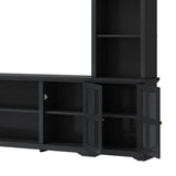 Minimalism Style Entertainment Wall Unit with Bridge, Modern TV Console Table for TVs Up to 70"